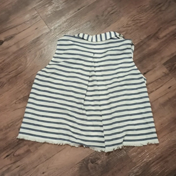 Madewell Striped Blue White Coastal Light Weight Raw Hem Button Up Top A14 - Picture 6 of 6
